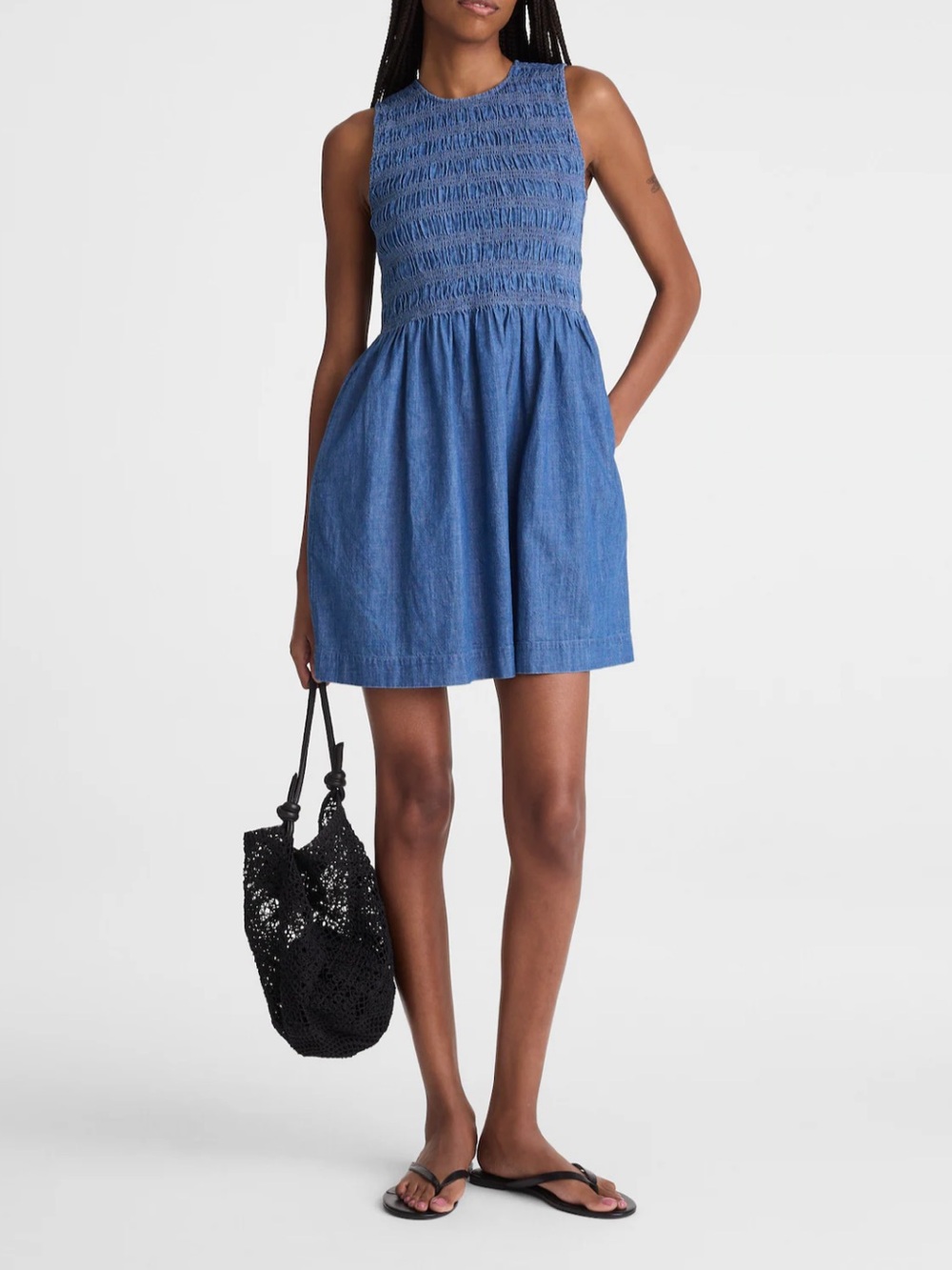 NWT The Denim Melody Smocked Mini
Dress, size M Cove Wash